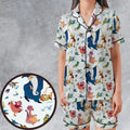 Sword in the Stone Pattern Satin Short-Sleeve Pajamas Set