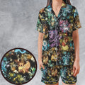 Eevee Evolution in the Galaxy Satin Short-Sleeve Pajamas Set