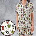 Pop Wars Star Wars Pop Art Pattern Satin Short-Sleeve Pajamas Set