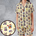 Chuck E. Cheese Pattern Satin Short-Sleeve Pajamas Set