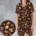 Ground Type Pokemon Pattern Satin Short-Sleeve Pajamas Set
