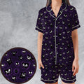 Gastly Haunter and Gengar Pokemon Pattern Satin Short-Sleeve Pajamas Set