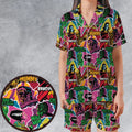 Monsters Pop Collage Universal Monsters Satin Short-Sleeve Pajamas Set