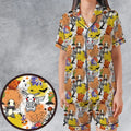 Spooky Costume Pikachu Charmander Jigglypuff Bulbasaur Pokemon Satin Short-Sleeve Pajamas Set