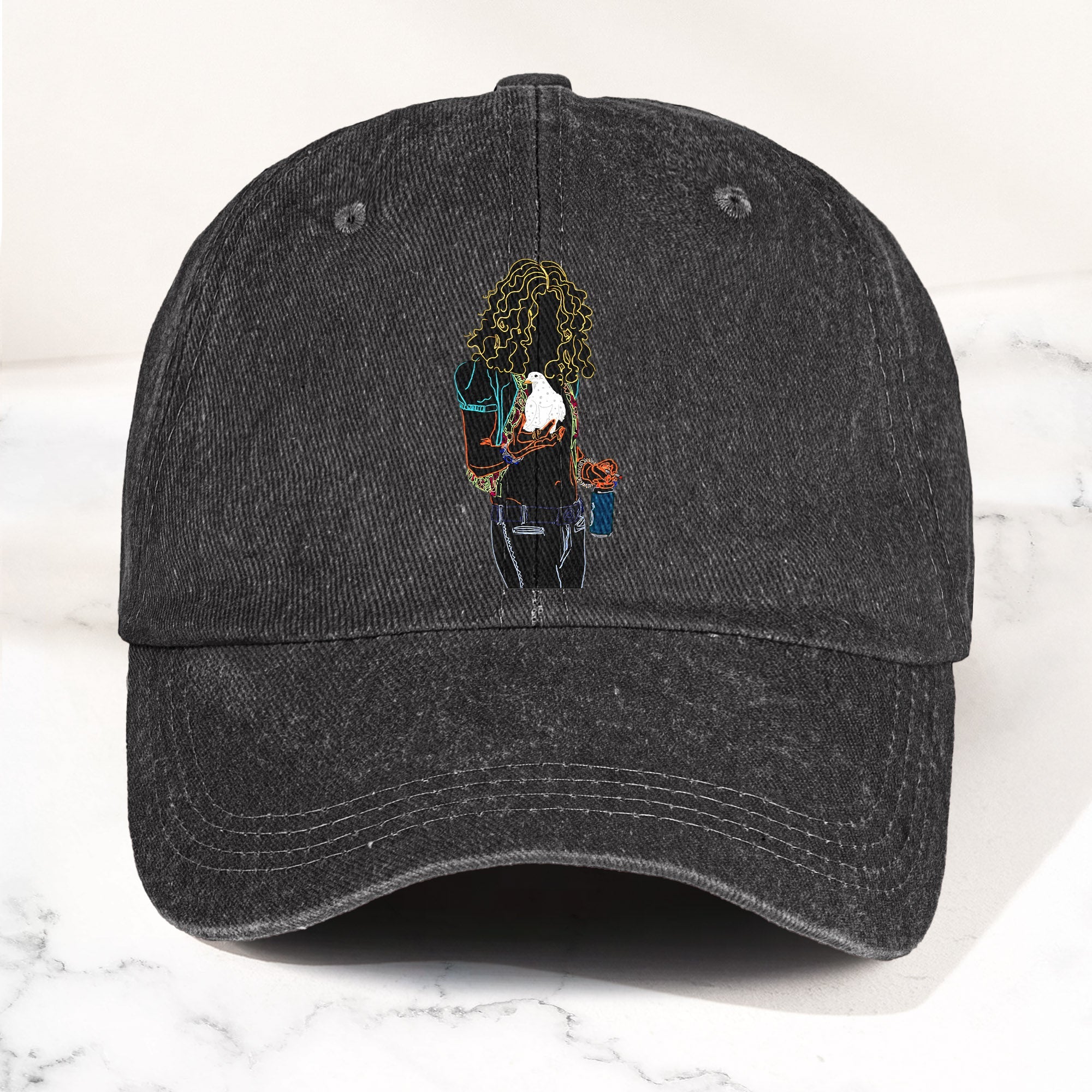 Robert Plant Denim Cap Retro Classic Rock Music Inspired Dad Hat (With Box)