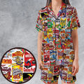 Popular Cereal Boxes Satin Short-Sleeve Pajamas Set