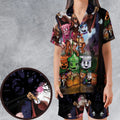 Halloween Food Mascot Themed Satin Short-Sleeve Pajamas Set