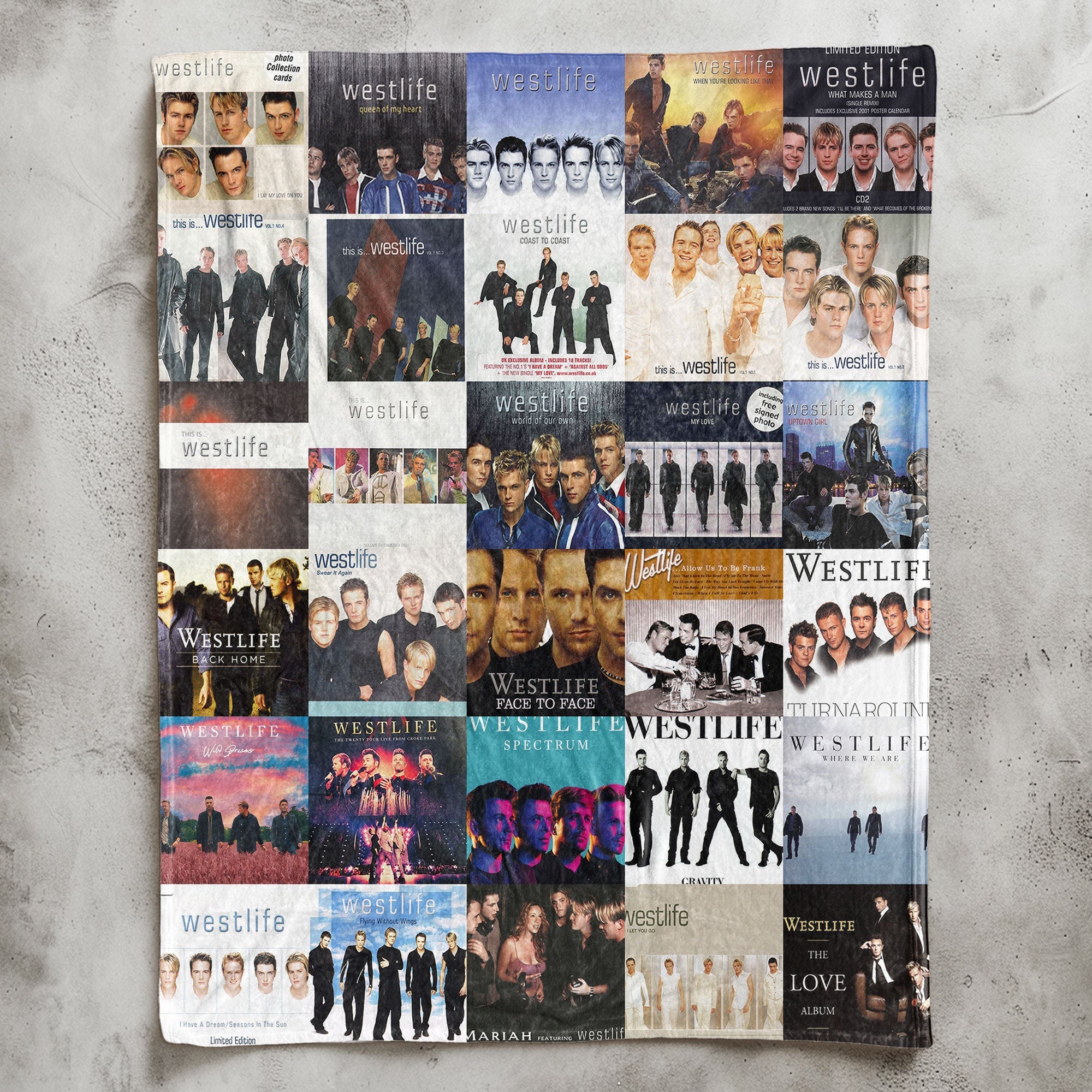 Westlife Sherpa Blanket Iconic Album Cover Collage Cozy Throw for Pop Ballad Lovers