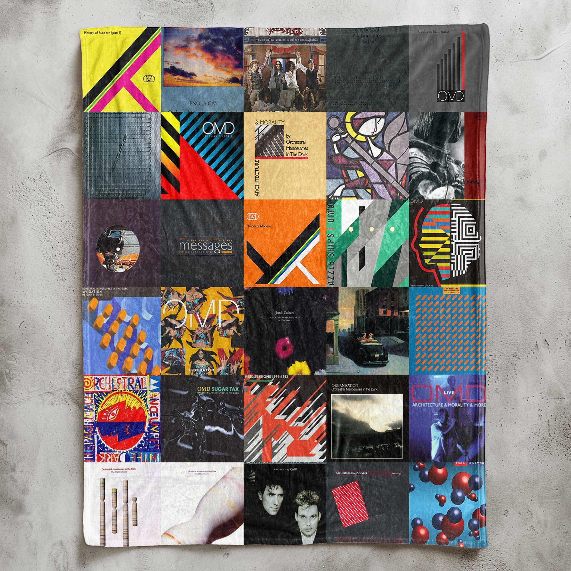 OMD Sherpa Blanket Iconic Album Cover Collage Cozy Throw for Synth-Pop & New Wave Fans