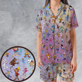 80s 90s Commercial Cereal Mascots Satin Short-Sleeve Pajamas Set