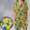 Head Toss The Simpson Characters Satin Short-Sleeve Pajamas Set