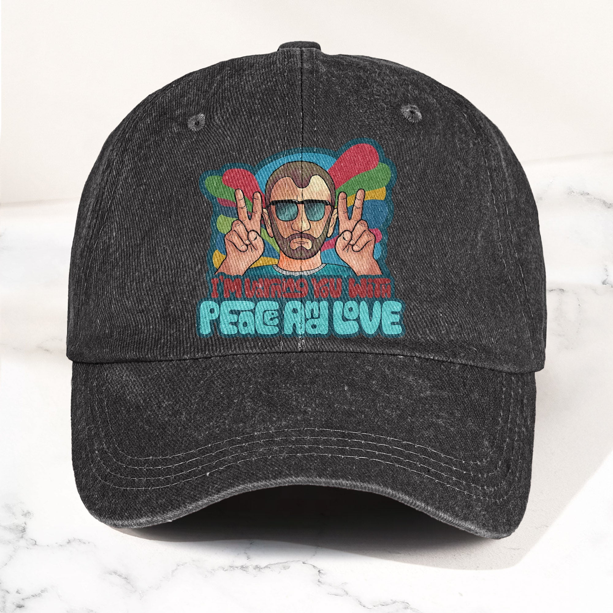 Beatles Ringo Starr Warning You With Peace and Love Denim Cap Retro Rock Music Fan Cap (With Box)
