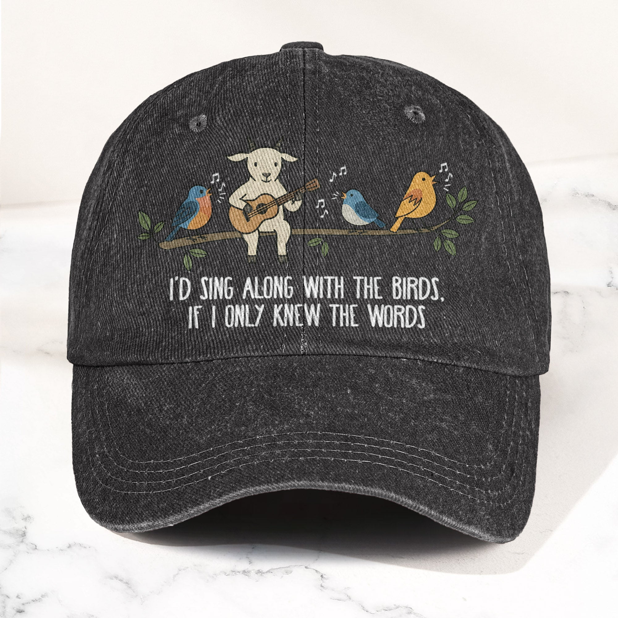 Billy Strings Gild the Lily Lyrics Goat Acoustic Guitar Cosmic Bluegrass Vintage Denim Cap Retro Vintage Dad Cap Gift For Dad (With Box)