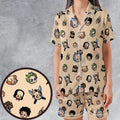 Horror Chic Satin Short-Sleeve Pajamas Set