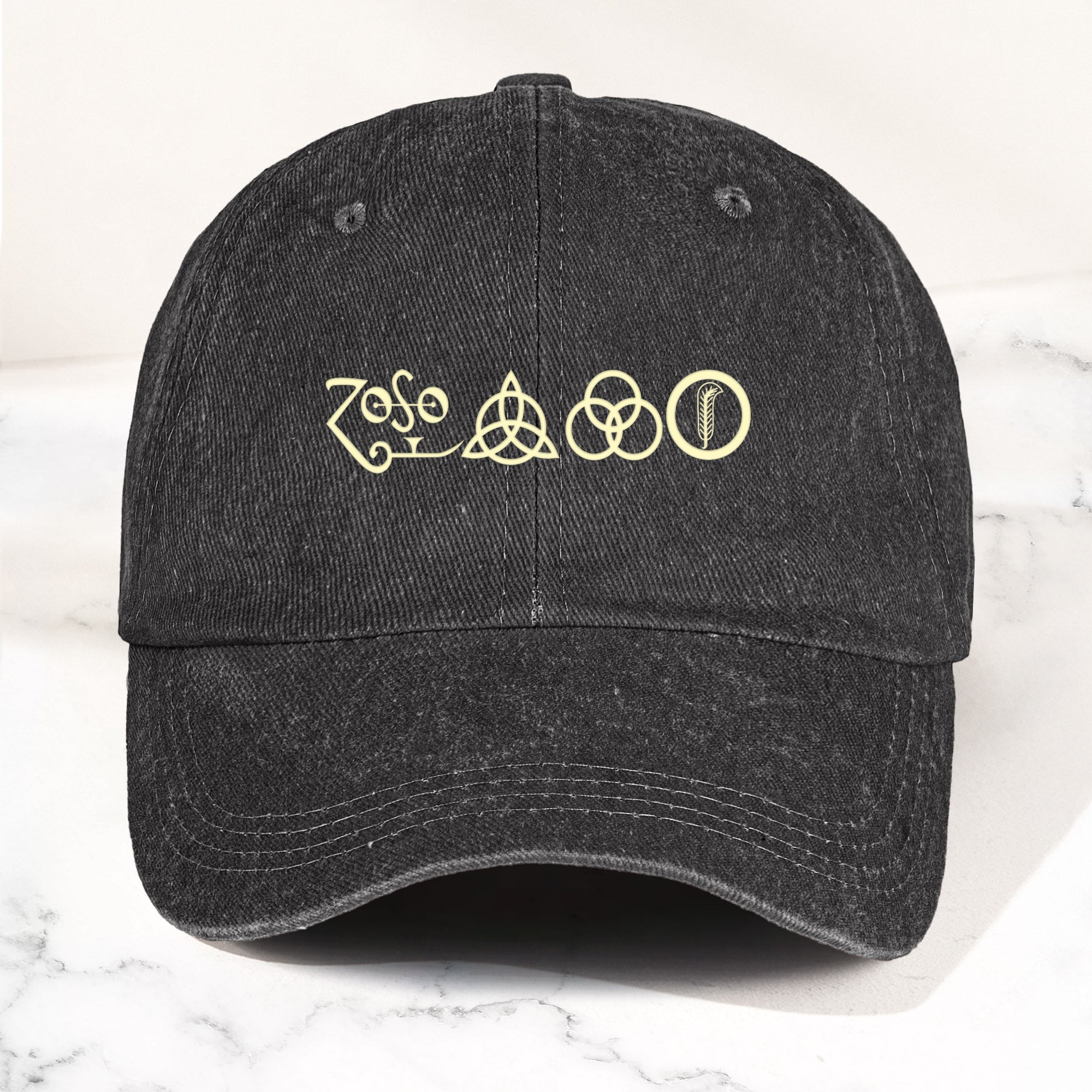 Led Zeppelin Denim Cap ZoSo Symbols Minimalist Dad Hat ( With Box)