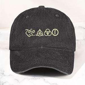 Led Zeppelin Denim Cap ZoSo Symbols Minimalist Dad Hat ( With Box)