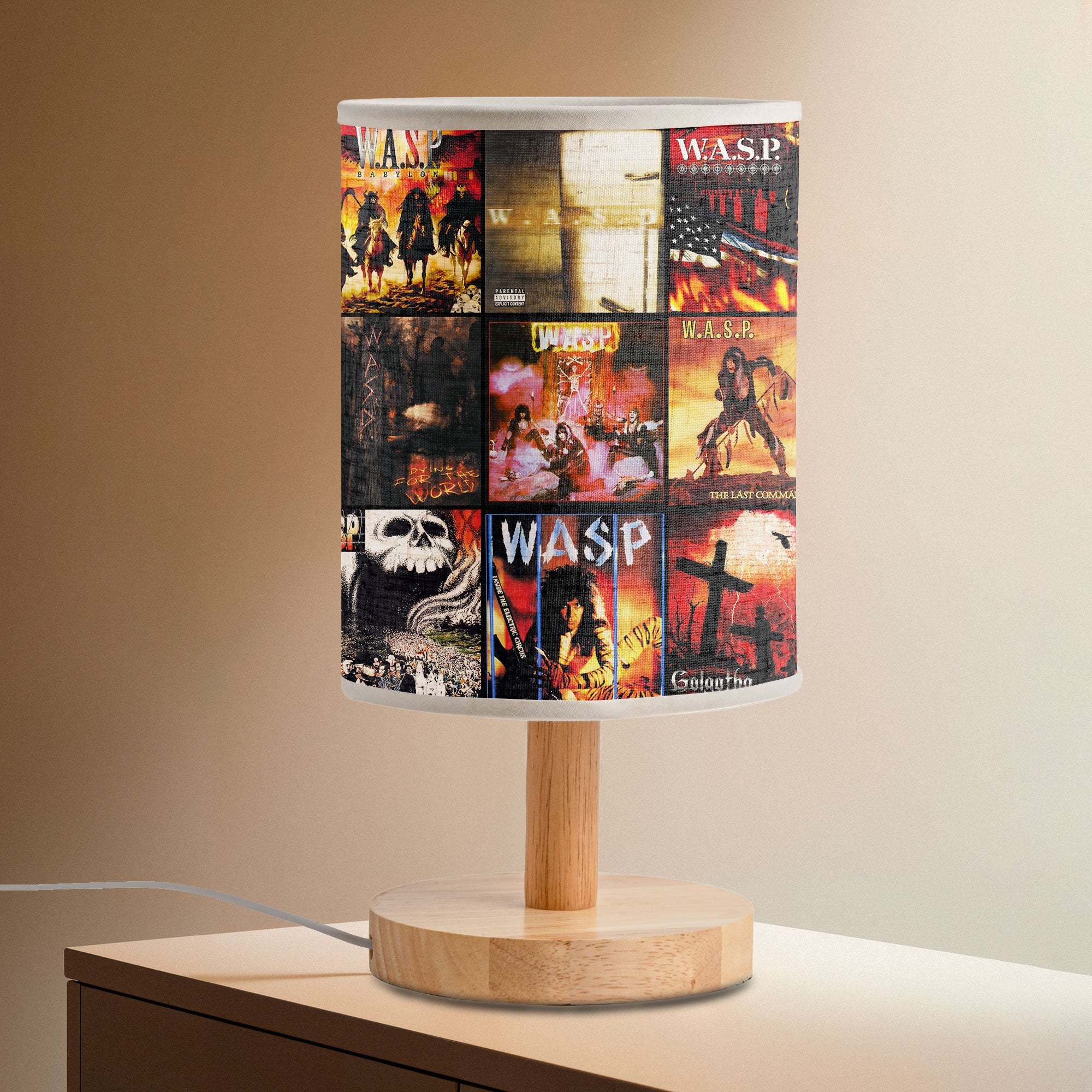 W.A.S.P. Albums Fabric Lamp Wild 80s Metal Flame Glow