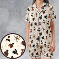 Clue The Movie Characters Pattern Satin Short-Sleeve Pajamas Set