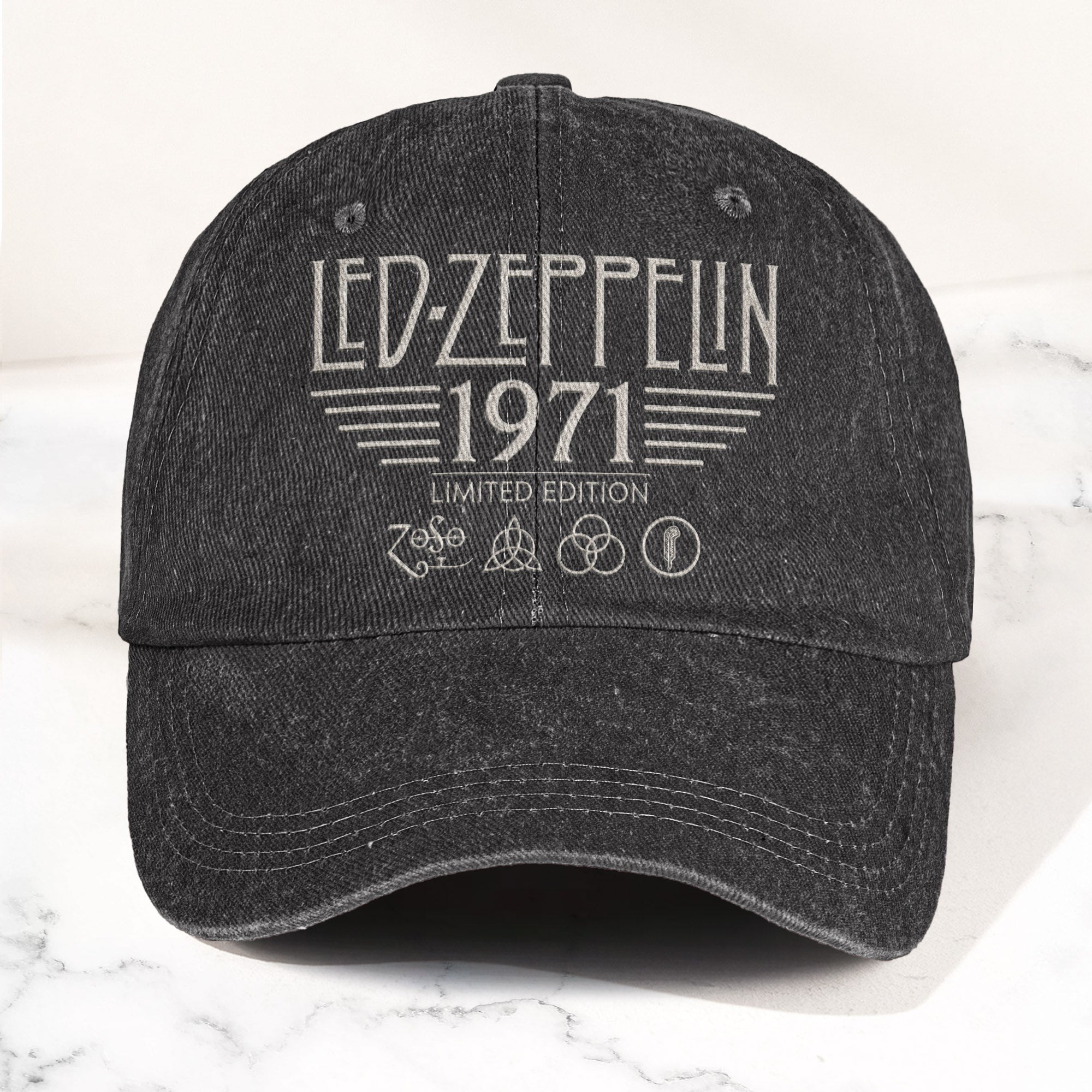 Led Zeppelin 1971 Est Denim Cap Vintage Dad Cap Gift For Dad (With Box)