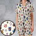 Behind The Face Satin Short-Sleeve Pajamas Set