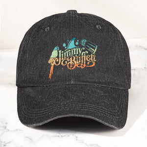 Jimmy Buffett Logo Denim Dad Cap Vintage Washed Tropical Lifestyle Hat