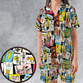 Back To The Day Old Cartoon Shows Satin Short-Sleeve Pajamas Set