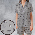 Miniature Schnauzer Yoga Pattern Satin Short-Sleeve Pajamas Set