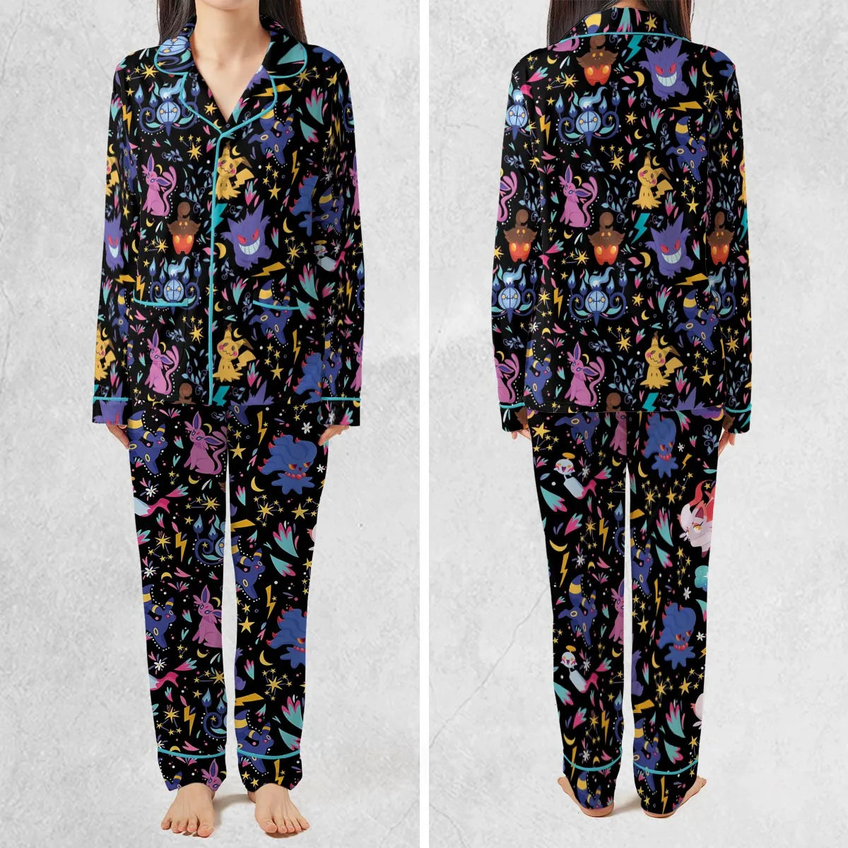 Ghost Buddies Cottagecore Pokemon Patterns Pajamas Set