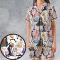 Blondie Colorful Lineup Satin Short-Sleeve Pajamas Set