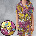 Homer Simpson In Flower Bush The Simpsons Satin Short-Sleeve Pajamas Set