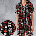 Monster Tiles Satin Short-Sleeve Pajamas Set