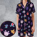 Cute Ghost Type Satin Short-Sleeve Pajamas Set