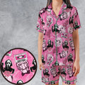 No Your Hang Up Mix Tape Satin Short-Sleeve Pajamas Set
