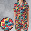 The Muppets Characters Pattern Satin Short-Sleeve Pajamas Set