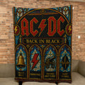 AC/DC Back In Black Sherpa Blanket Stained Glass Rock Icon Throw Blanket