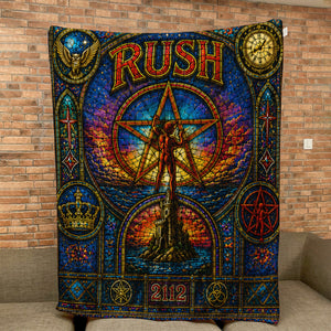 Rush 2112 Sherpa Blanket Starman Stained Glass Progressive Rock Icon Throw Blanket