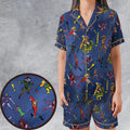 Filmation Battle Royal Satin Short-Sleeve Pajamas Set