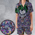 Joker The Most Favourite Characters Pattern Satin Short-Sleeve Pajamas Set