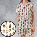 Sheila Uni Eric Diana Bobby Hank DnD Satin Short-Sleeve Pajamas Set