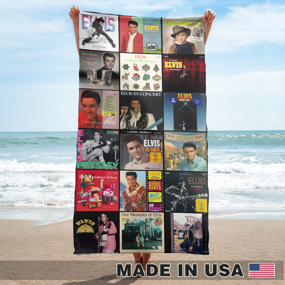 Elvis Presley Beach Towel Album Cover Collage Rock & Roll Towel