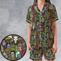 All The Monsters Are Here Satin Short-Sleeve Pajamas Set