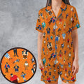 80s Hulk Rock 'n' Wrestling Characters Satin Short-Sleeve Pajamas Set