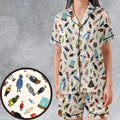 Bobby Hill King Of The Hill Pattern Satin Short-Sleeve Pajamas Set