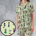 Witches Cartoon Characters Satin Short-Sleeve Pajamas Set