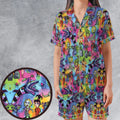 Hauntingly Stylish Beetlejuice Satin Short-Sleeve Pajamas Set