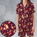 Fire Pokemon Pattern Satin Short-Sleeve Pajamas Set