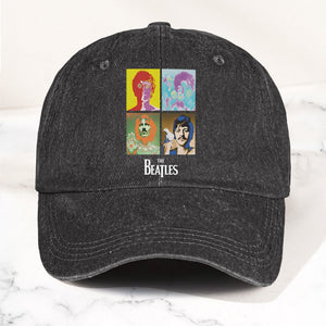 The Beatles Denim Dad Cap Pop Art Portrait Grid Design (With BOX)