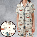 Lost In Egypt Satin Short-Sleeve Pajamas Set
