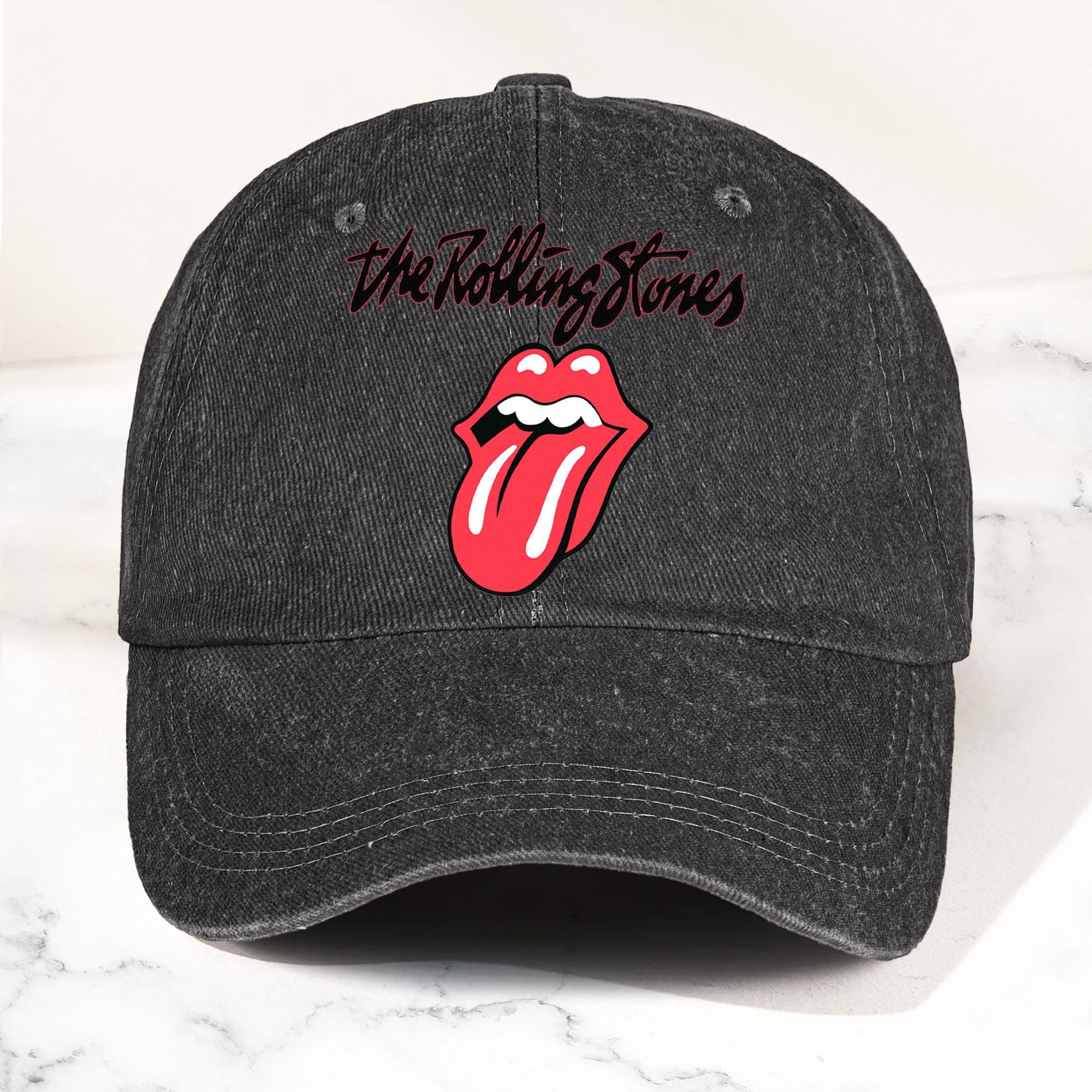 The Rolling Stones Denim Dad Cap Classic Tongue Logo Design ( With BOX)