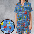 Stop That Pigeon Dastardly and Muttley in Their Flying Machines Satin Short-Sleeve Pajamas Set
